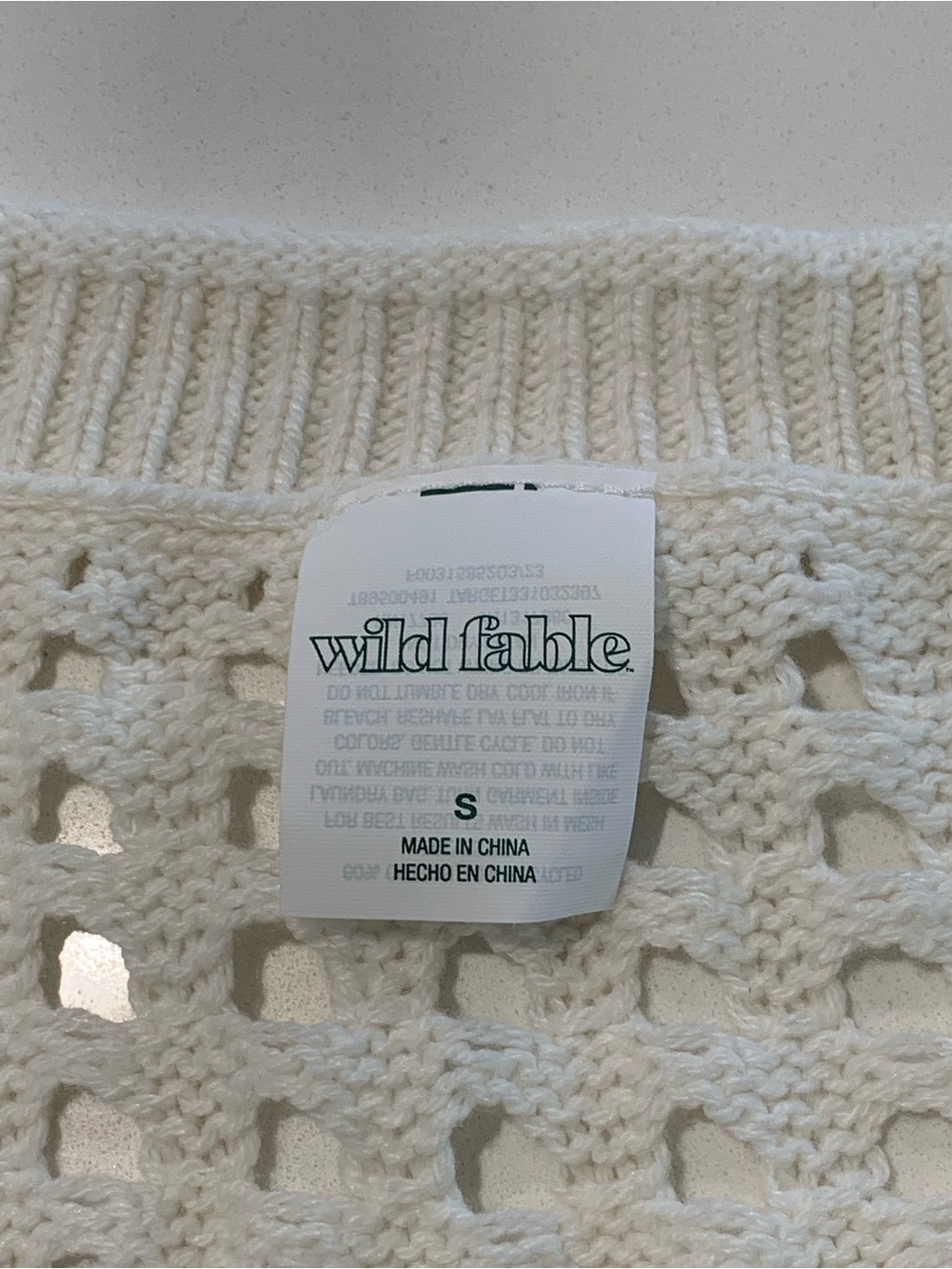 NWT Wild Fable Cream Open Knit Cropped V Neck Sweater Crochet Flowers, Boho, S - Picture 6 of 14